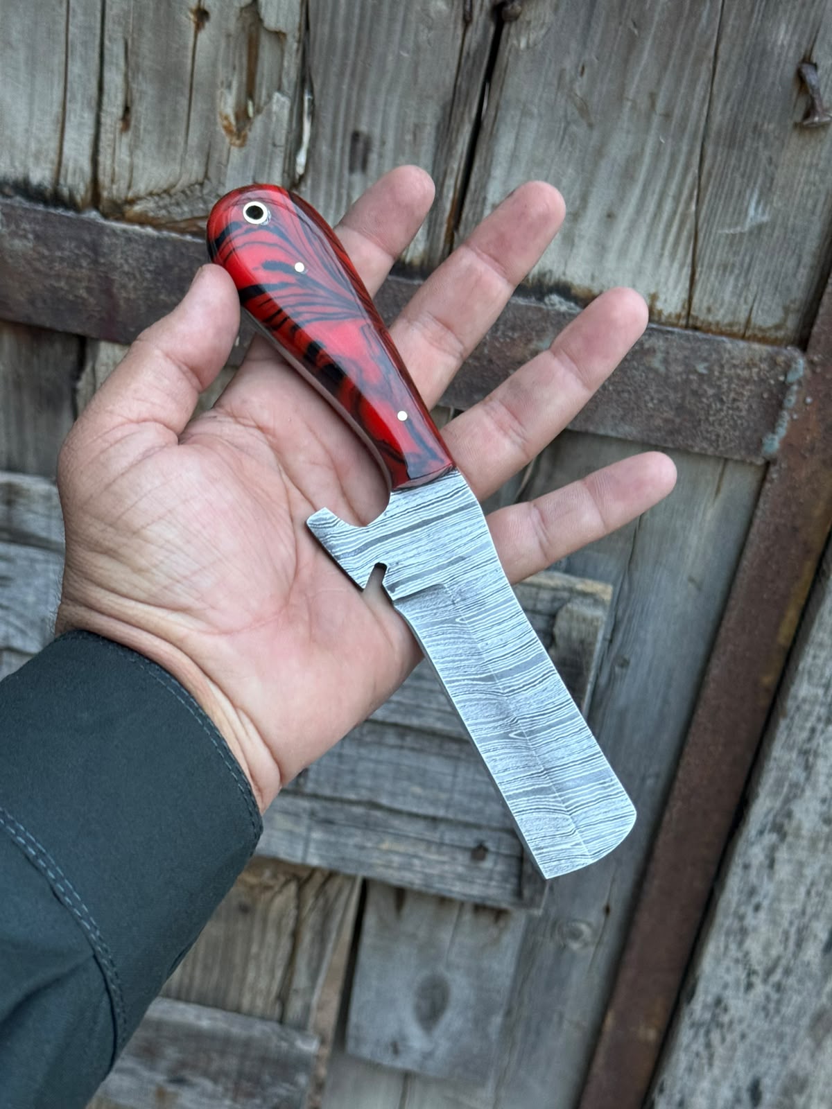 Crimson Razor Edge Bull Cutter Knife with Marbled Handle