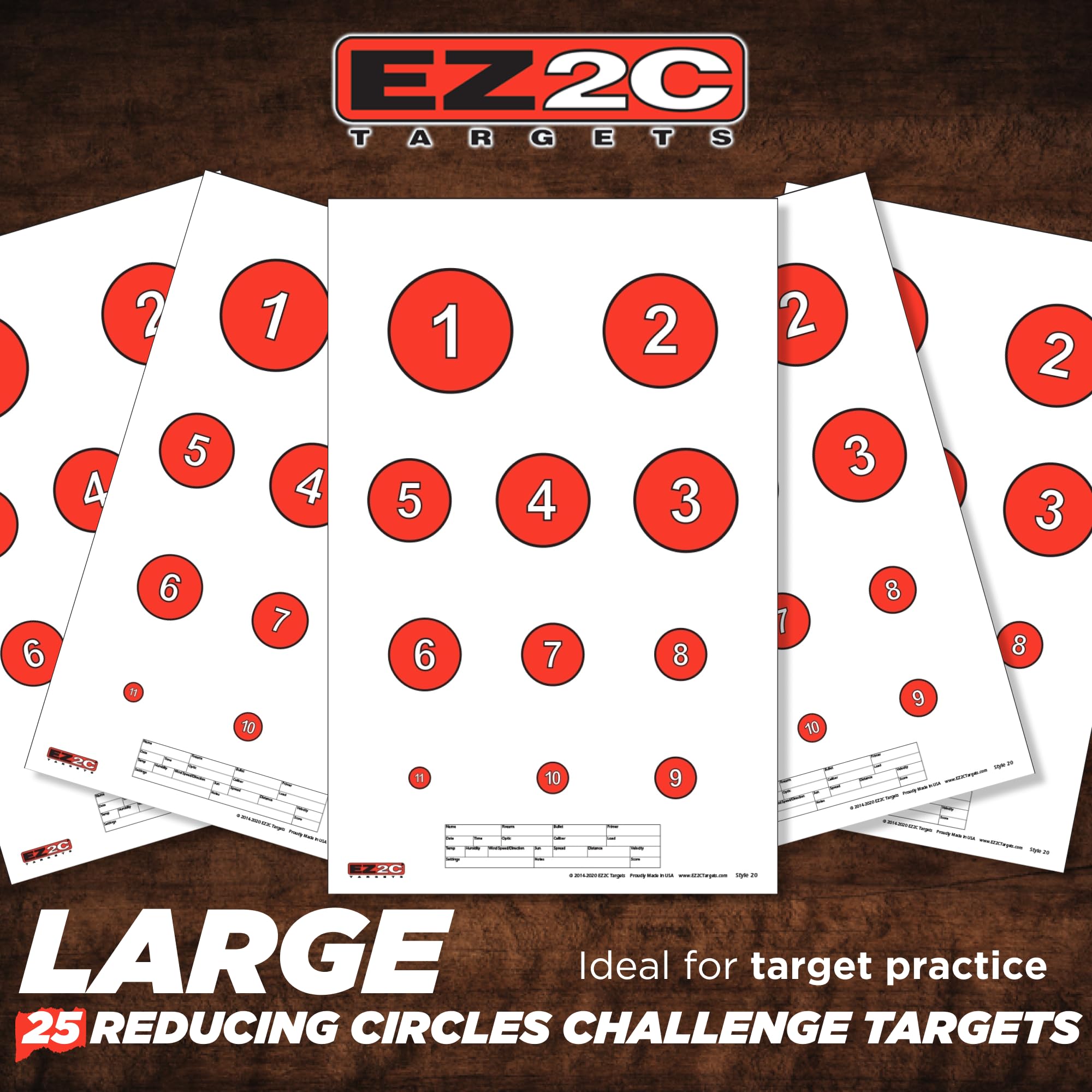 EZ2C Four Fun Game Styles: Paper Targets Shooting Range 11"x17" USA MADE