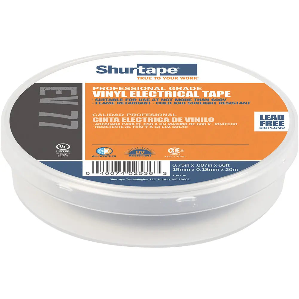 Shurtape EV 077B Professional Grade Black Electrical Tape f/Insulating Splicing - 3/4" x 66&