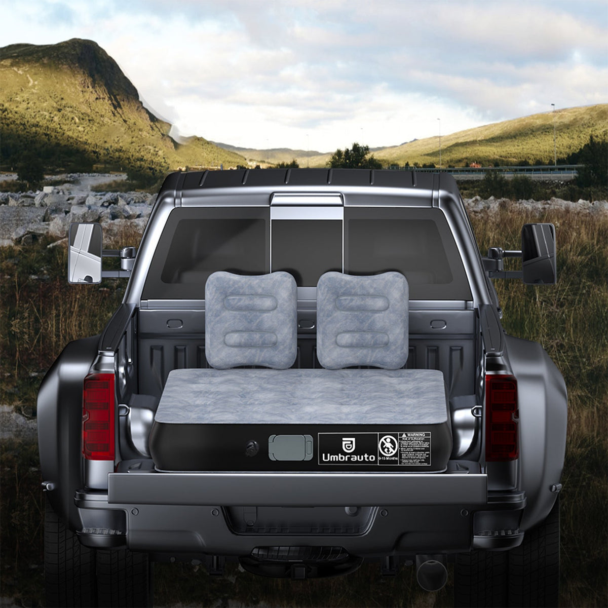 Umbrauto 5.5-6.5 ft Square Truck Bed Air Mattress with Wireless Rechargeable Pump Inflatable Full Size Pickup Air Mattress