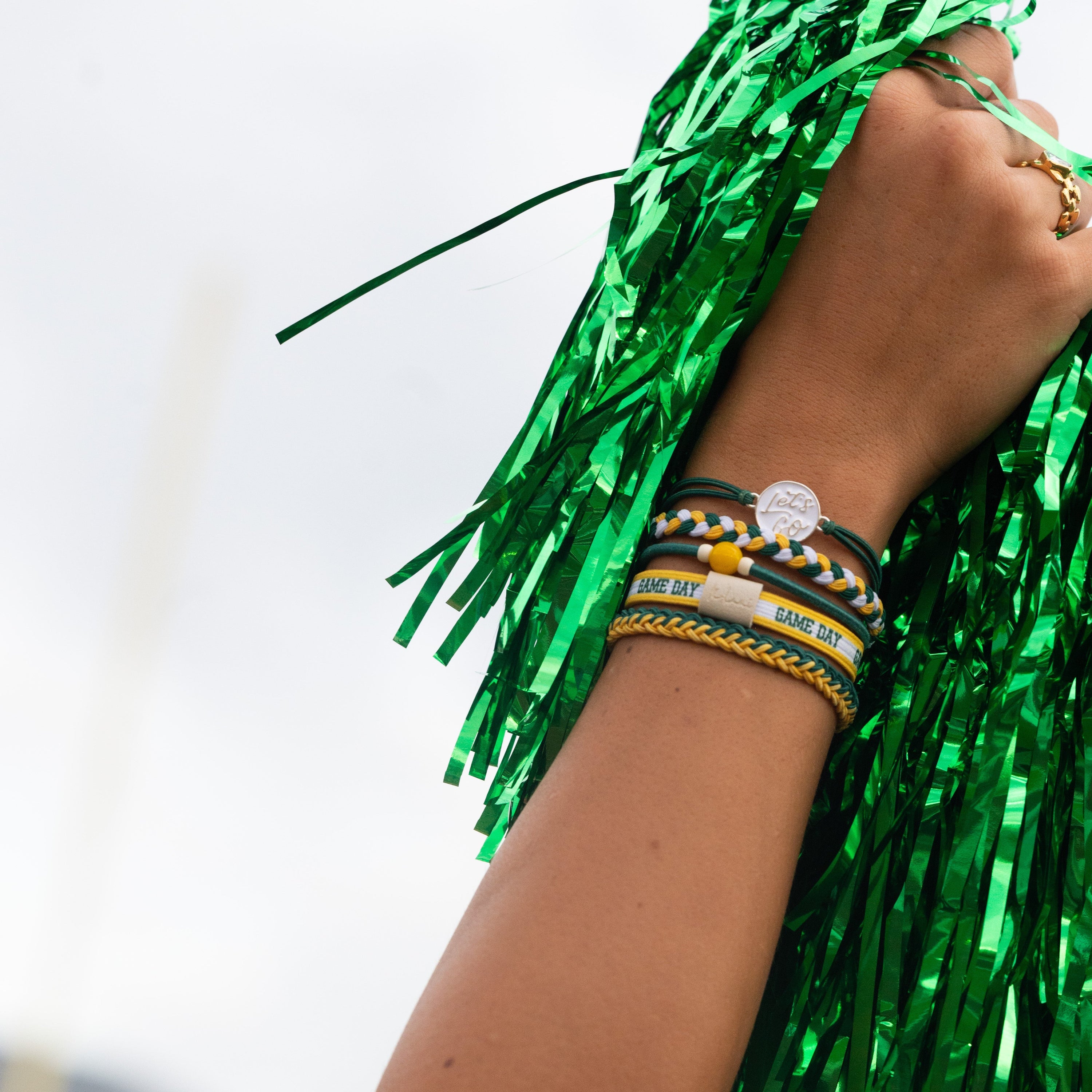 "Game Day" Green & Yellow Hair Tie Bracelets