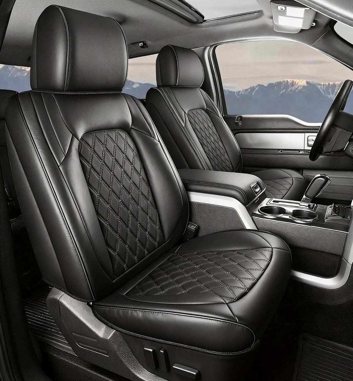 Umbrauto Seat Covers Custom Fit Ford F150, Waterproof Nappa Leather Pickup Truck Seatcovers for 2015-2026 F150 SuperCrew/ 2017-2026 F250 F350 F450 Super Duty Crew Cab XL XLT Lariat King