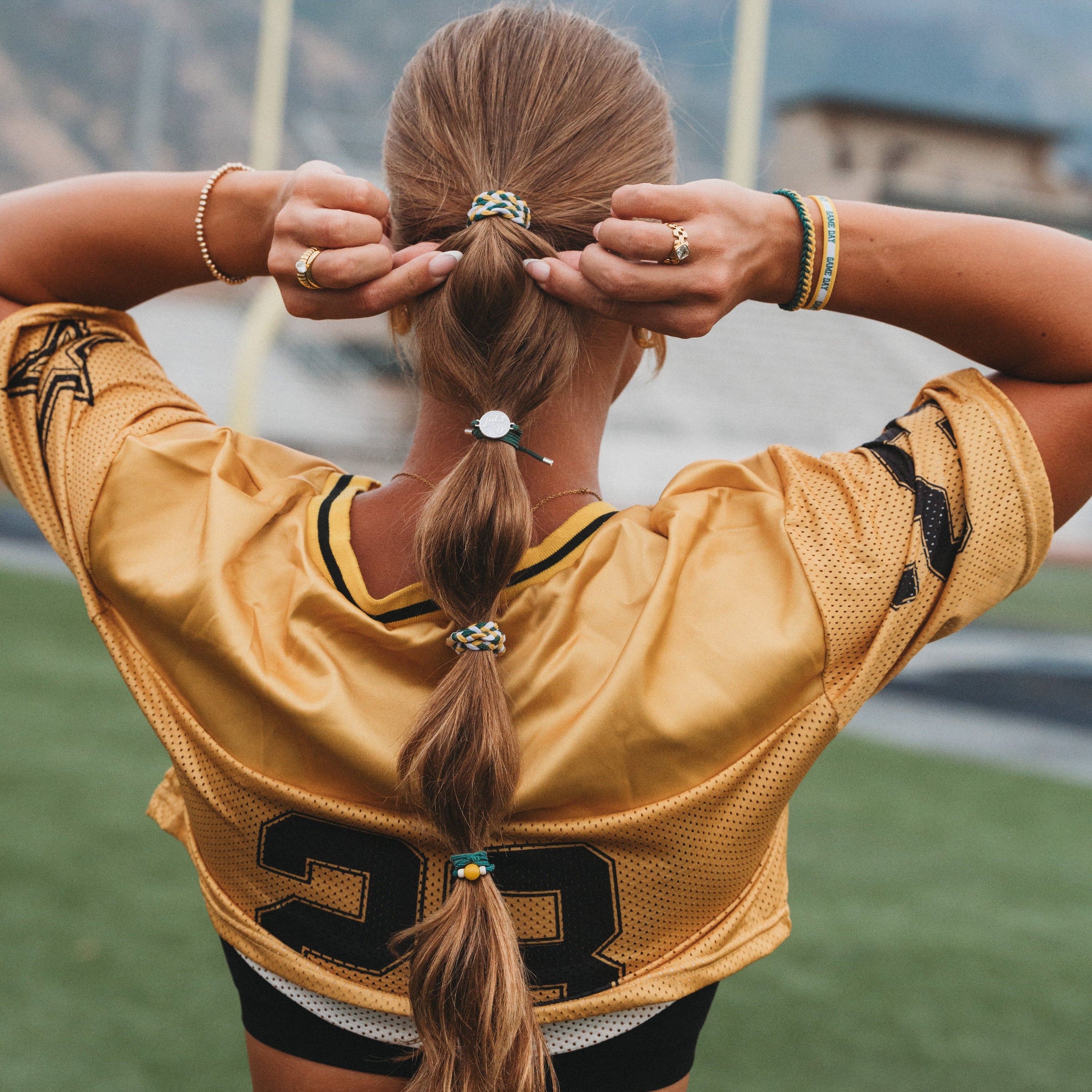 "Game Day" Green & Yellow Hair Tie Bracelets