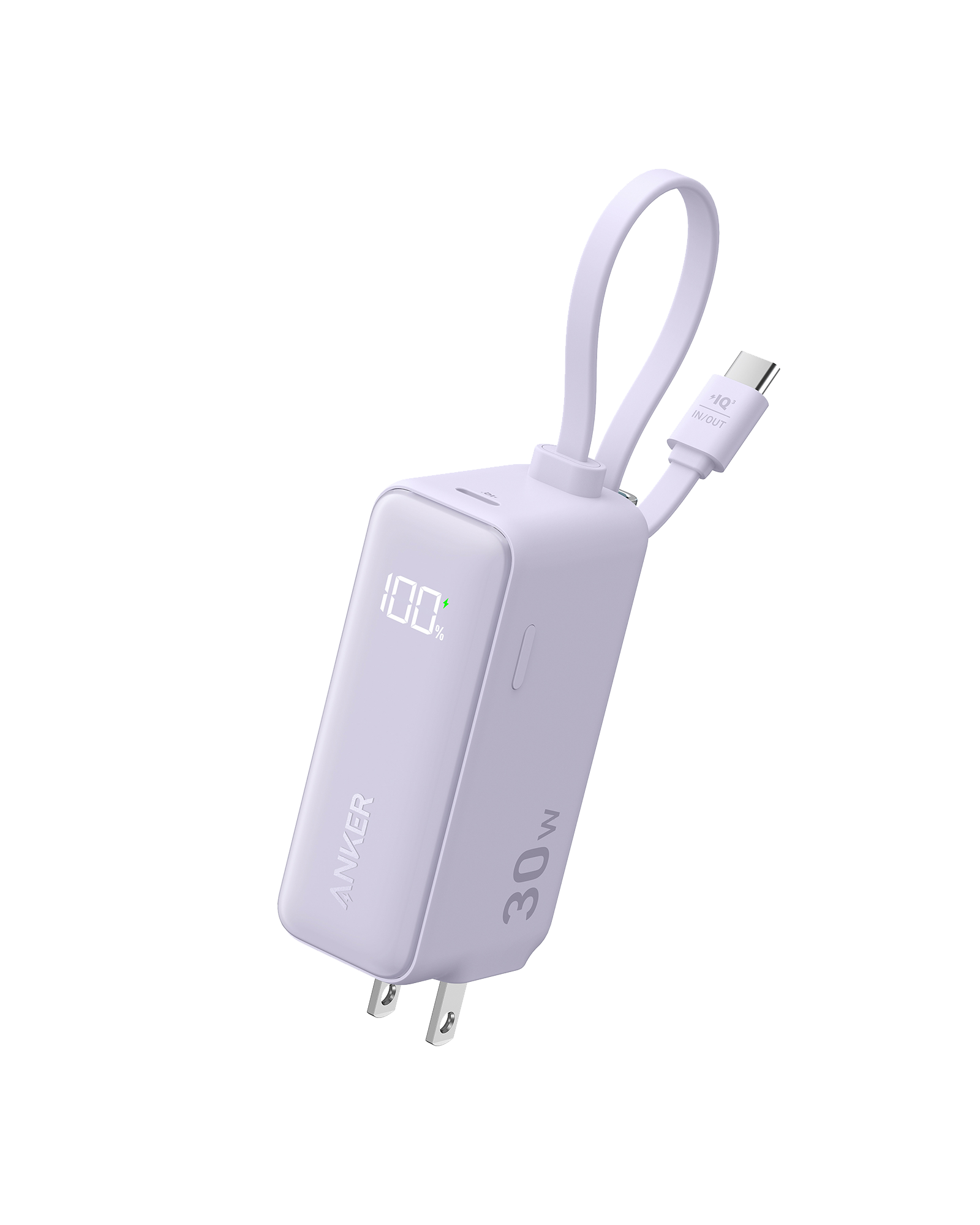 Anker Power Bank (30W, 5k, Fusion, Built-In USB-C Cable)