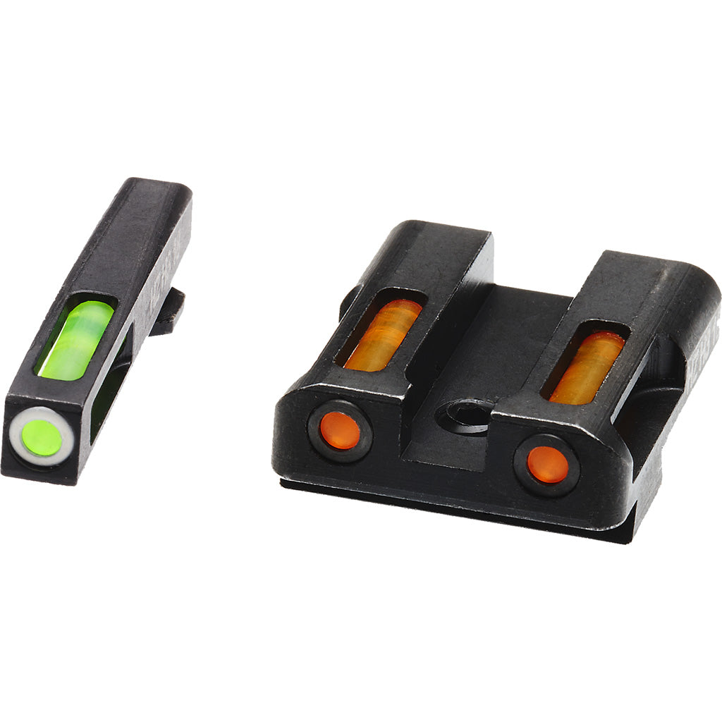 HIVIZ LiteWave H3 Handgun Sight Glock 9mm Green/Orange Litepipes White Front Ring