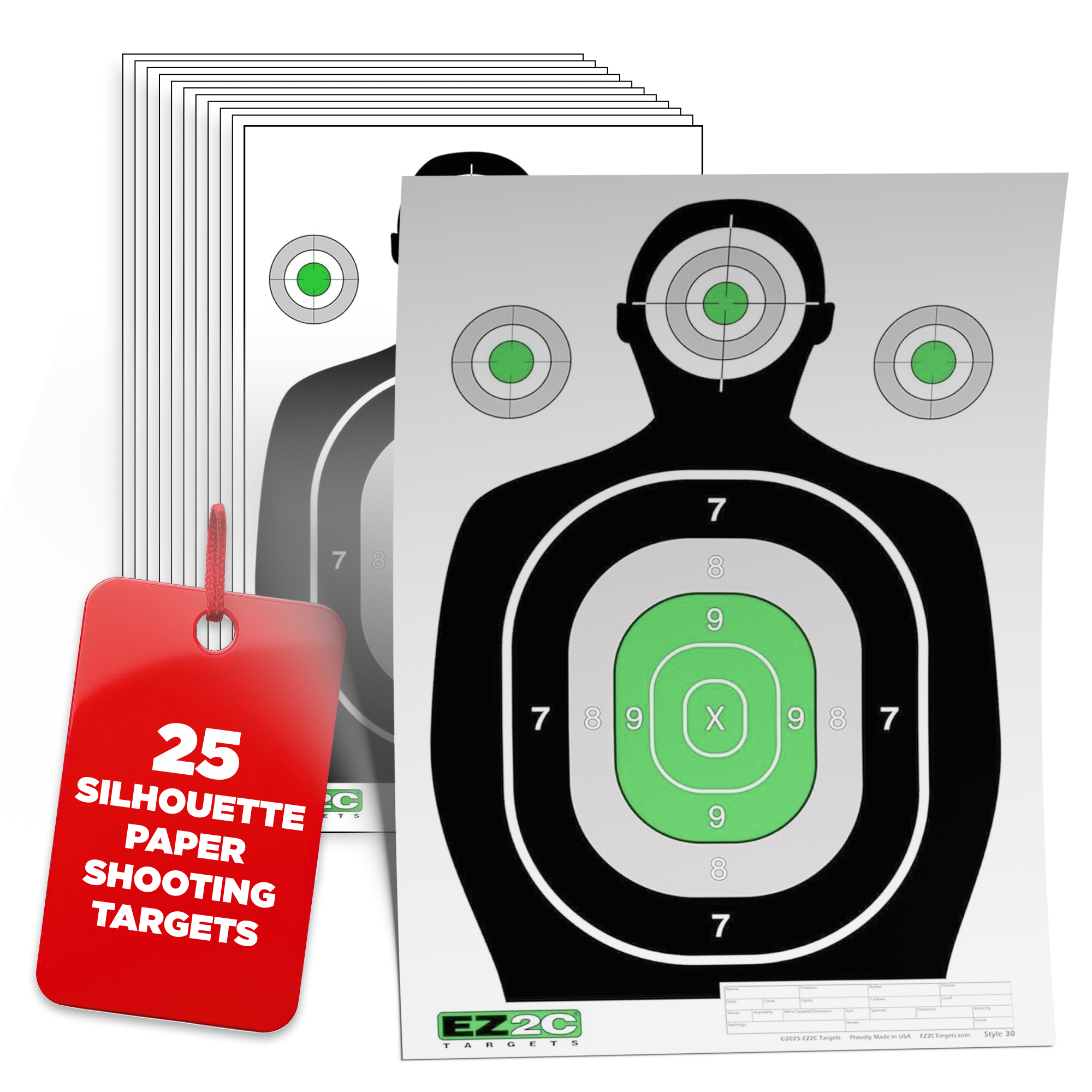 EZ2C RD11 Silhouette 12"x18" Paper Shooting Target Made in USA