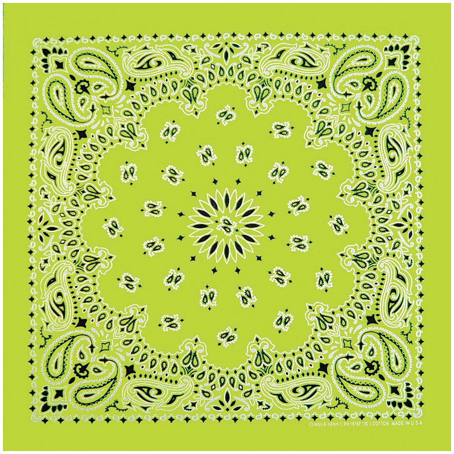 CAROLINA MANUF Neon Paisley Bandana Green