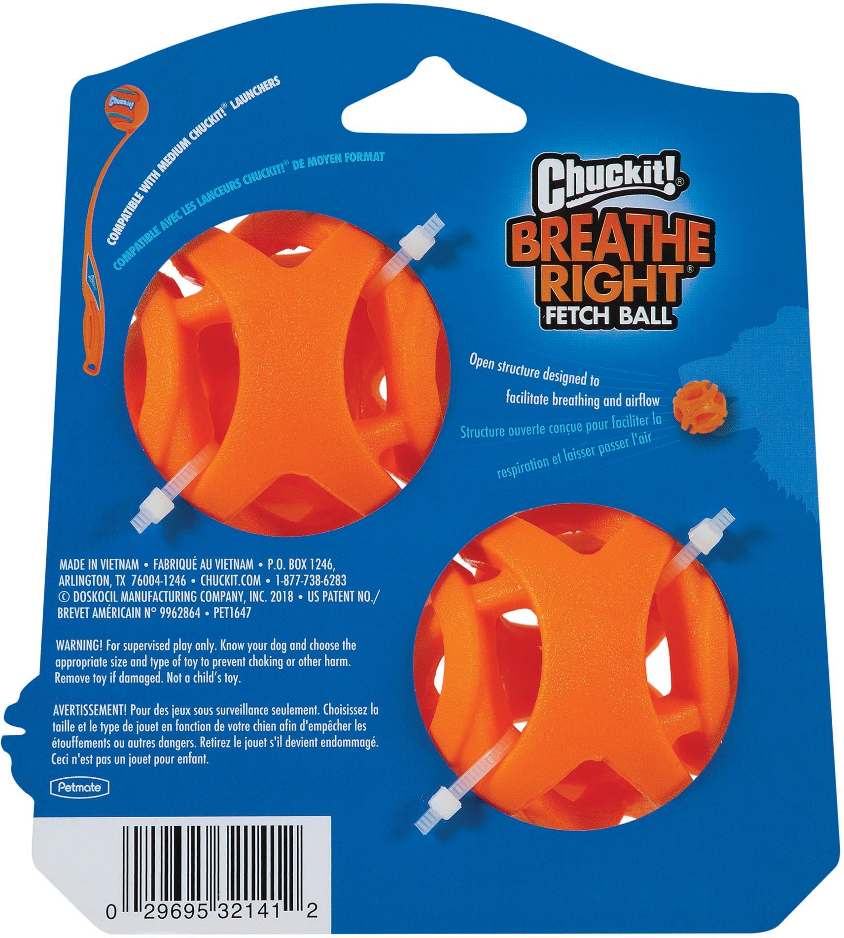 Chuckit! Breathe Right Ball Medium 2 Pack - Durable Rubber Dog Toy