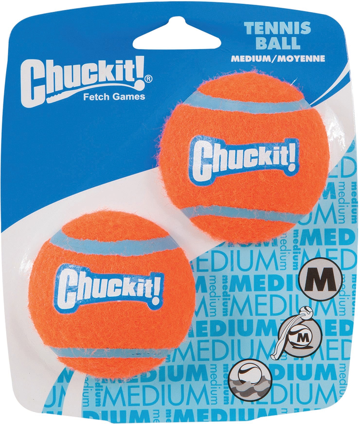 CHUCKIT! Tennis Balls Medium 2 Pack - Durable Rubber Dog Toys for Active Play