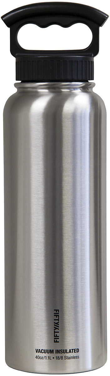 FIFTY/FIFTY 40 oz Vacuum Insulated Water Bottle with 3 Finger Stainless Steel Cap