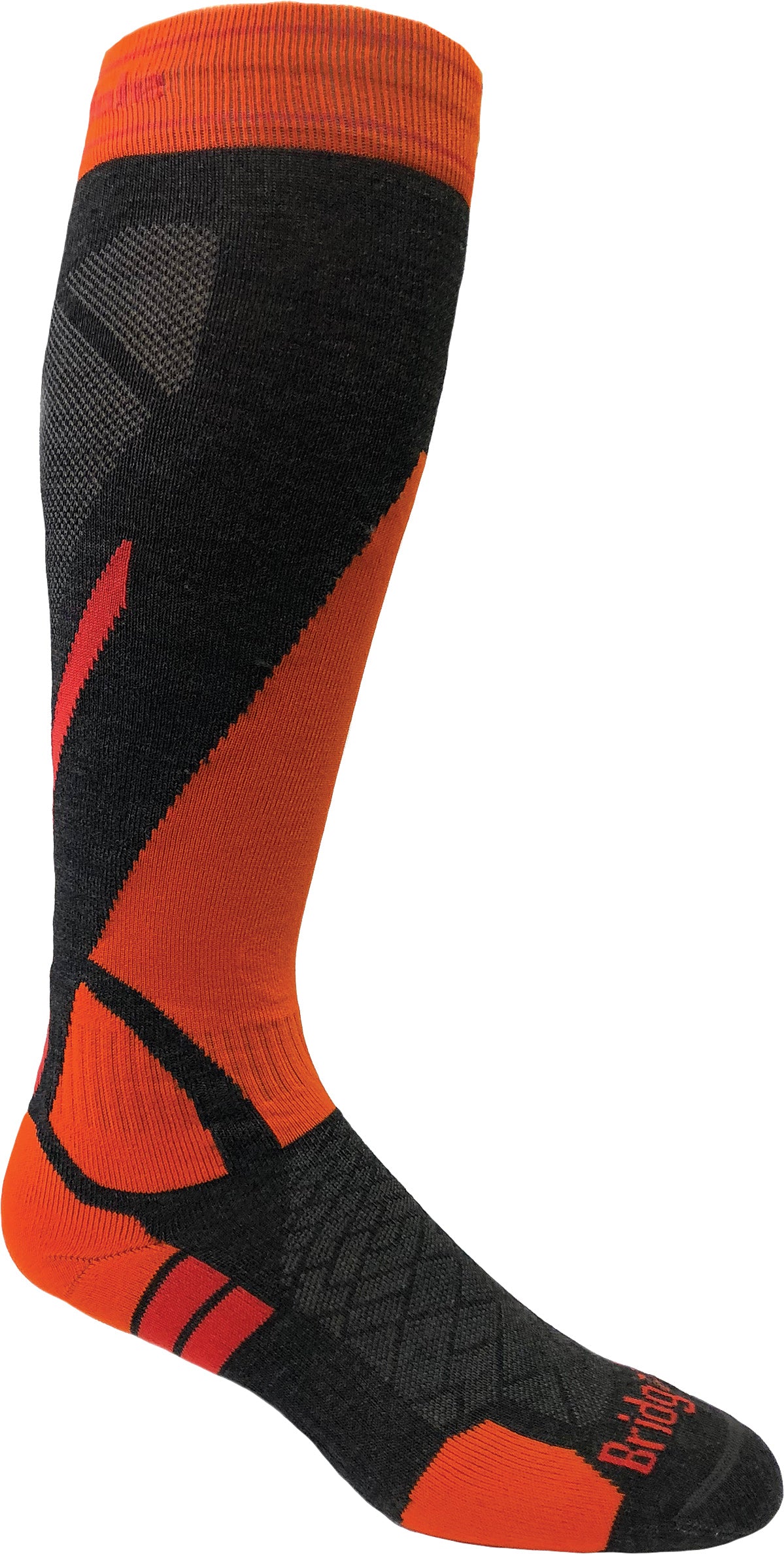 BRIDGEDALE Ski Light Merino Performance Socks Grey and Orange - Part Number 562330