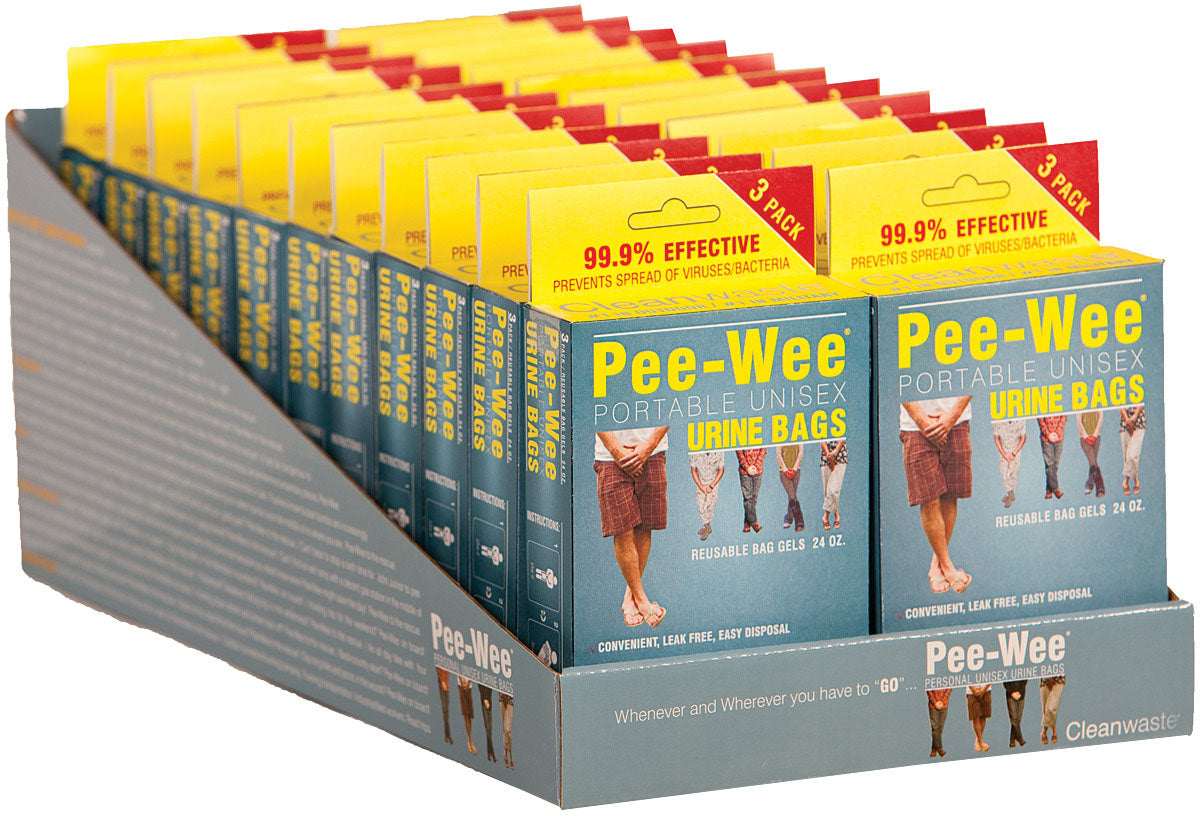 CLEANWASTE Pee Wee Urine Bag 3 Pack (24 Bags) for Portable Waste Management