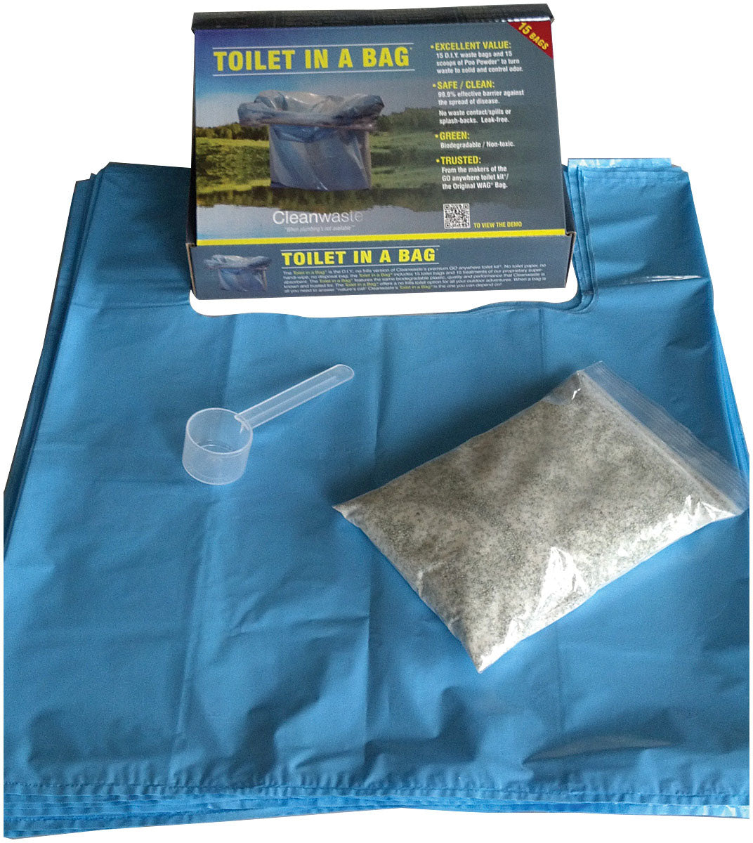 CLEANWASTE Toilet In A Bag 15 Pack – Portable Toilet Solution for Camping and Emergencies