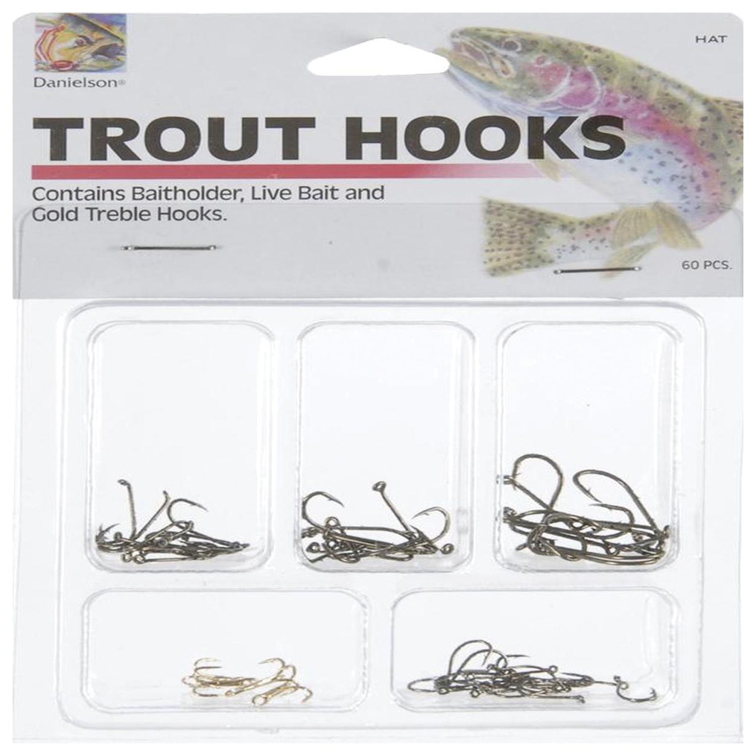 DANIELSON Hook Assortment for Trout Fishing - 60 Piece Set