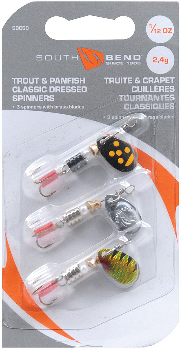 SOUTH BEND Spinner Classic 3 Pack 1/12 Oz - Premium Fishing Lures