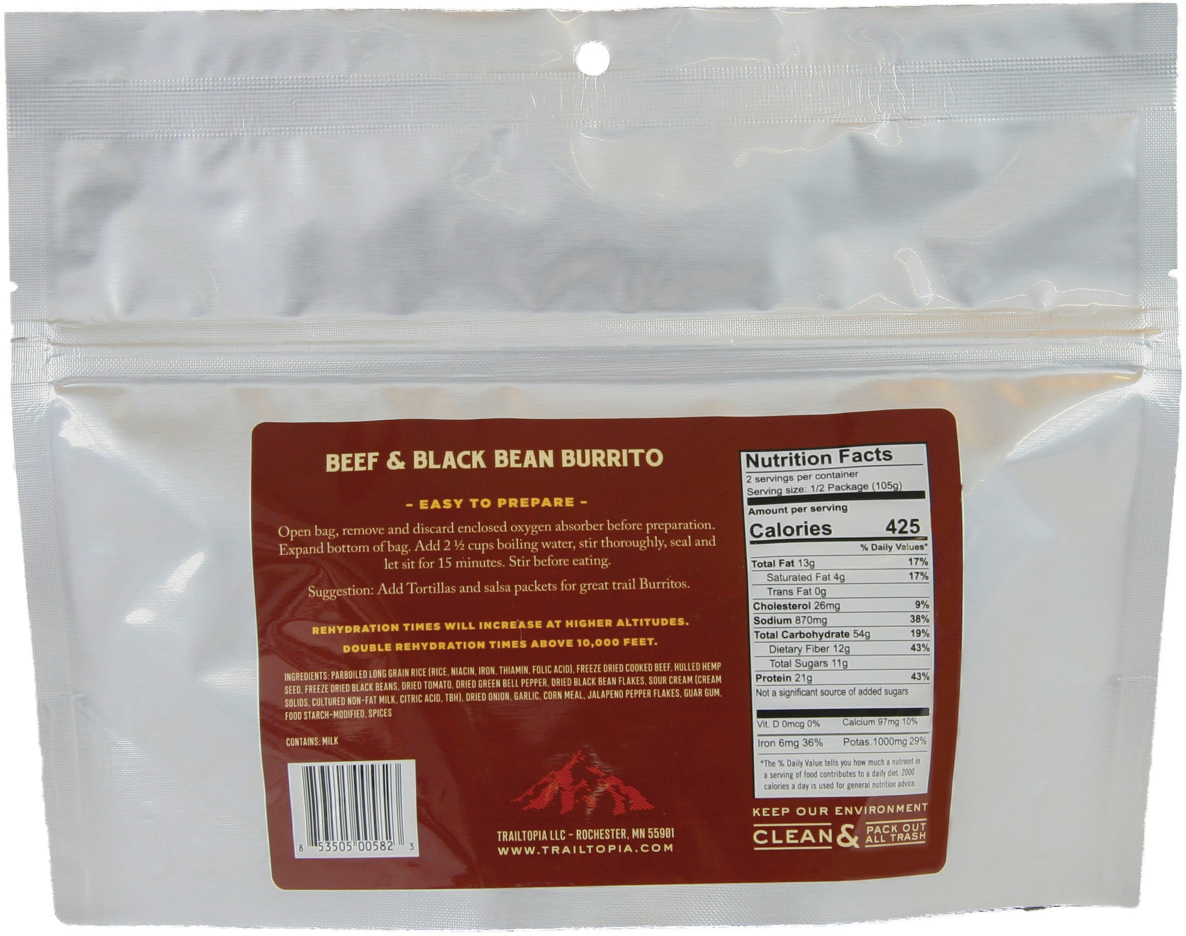 Beef/Black Bean Burrito Gf