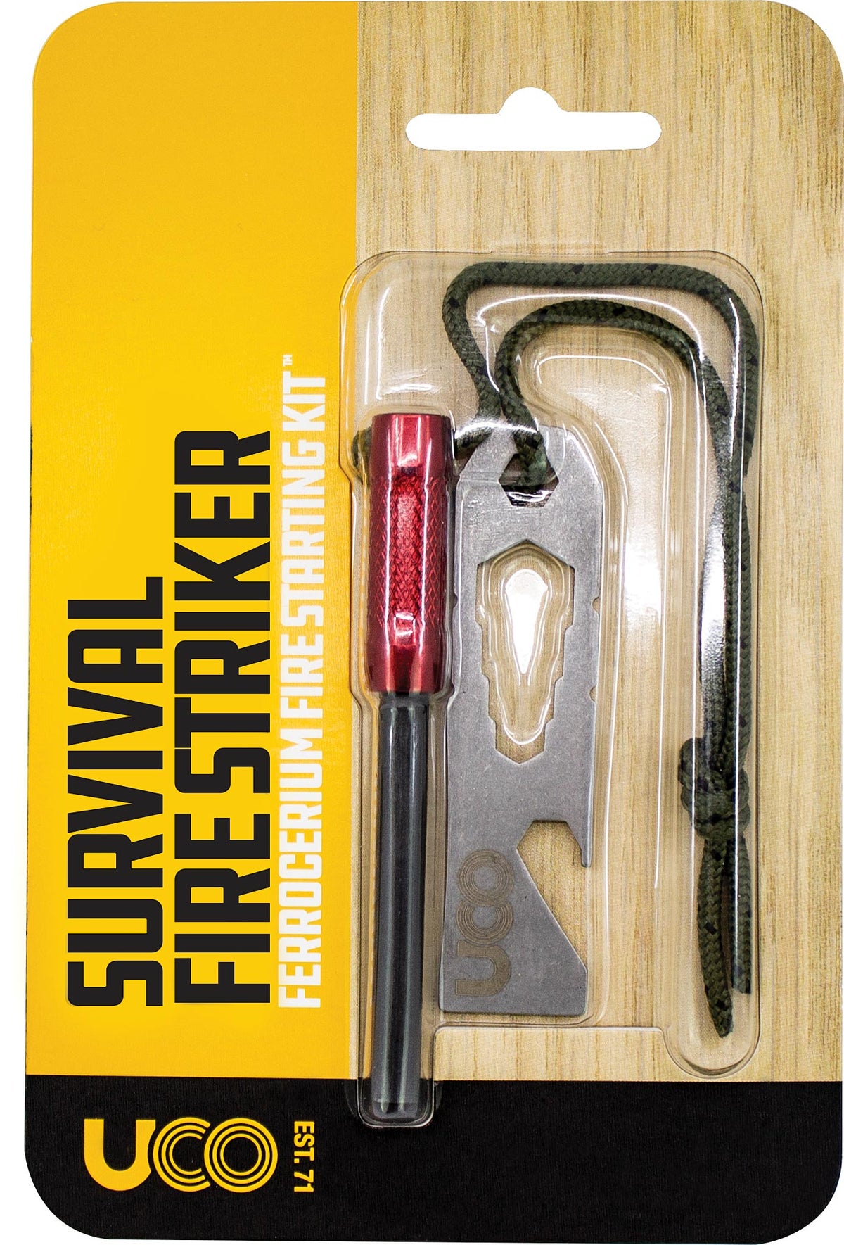 UCO Survival Firesteel Red - Emergency Fire Starter with Easy Ignition