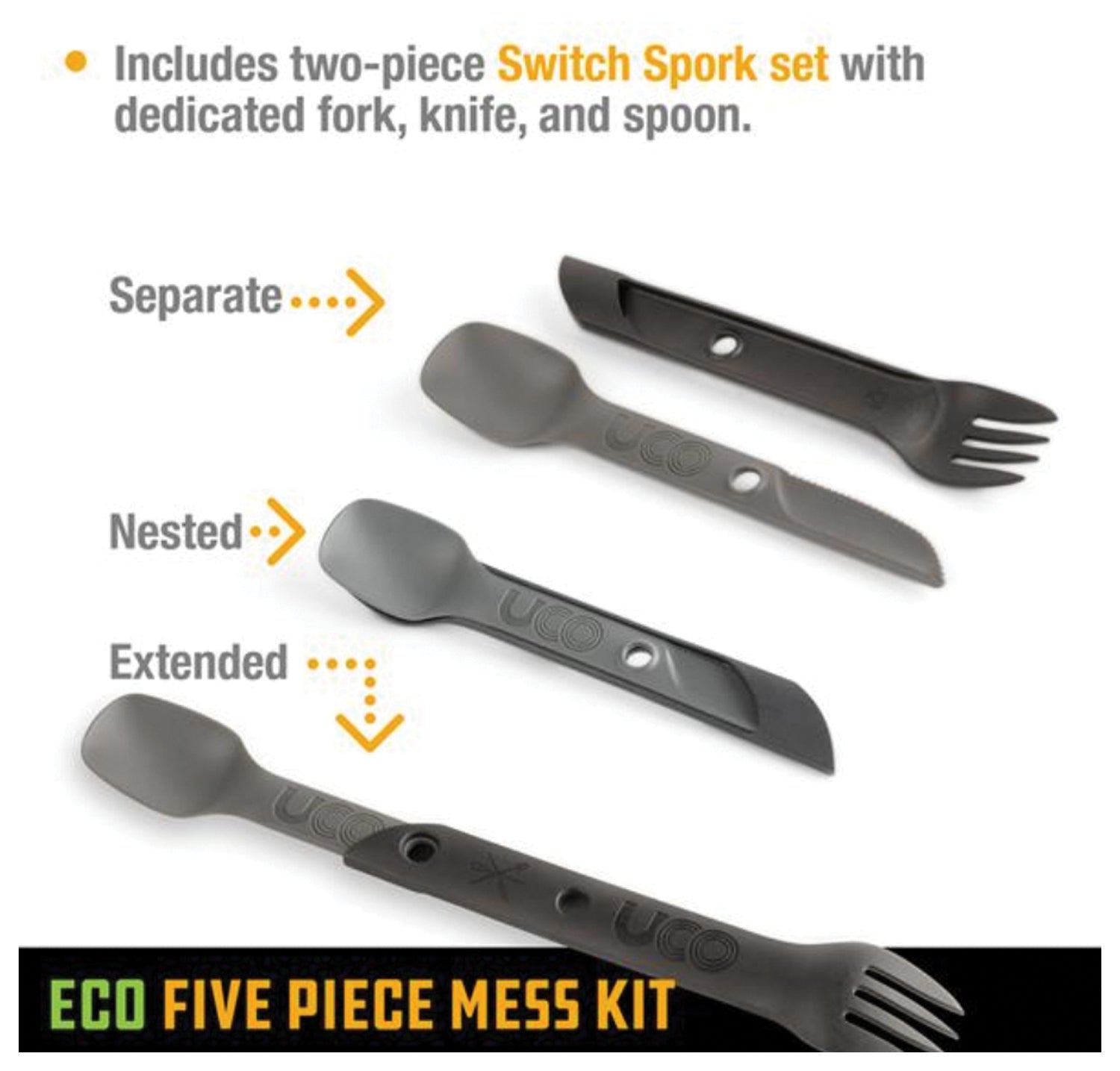 UCO Eco Five Piece Mess Kit Midnight - Compact Camping Cookware Set