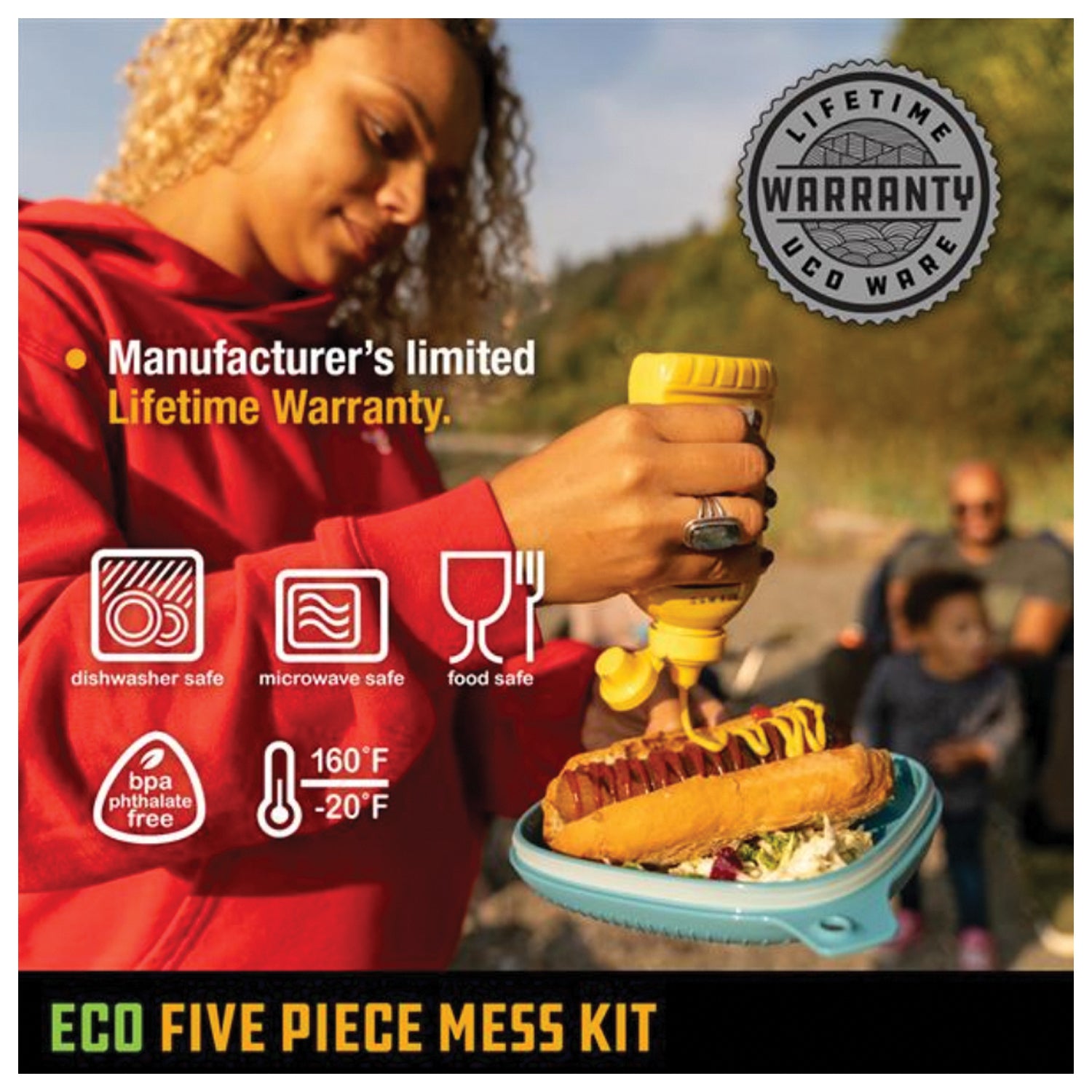 UCO Eco Five Piece Mess Kit Midnight - Compact Camping Cookware Set