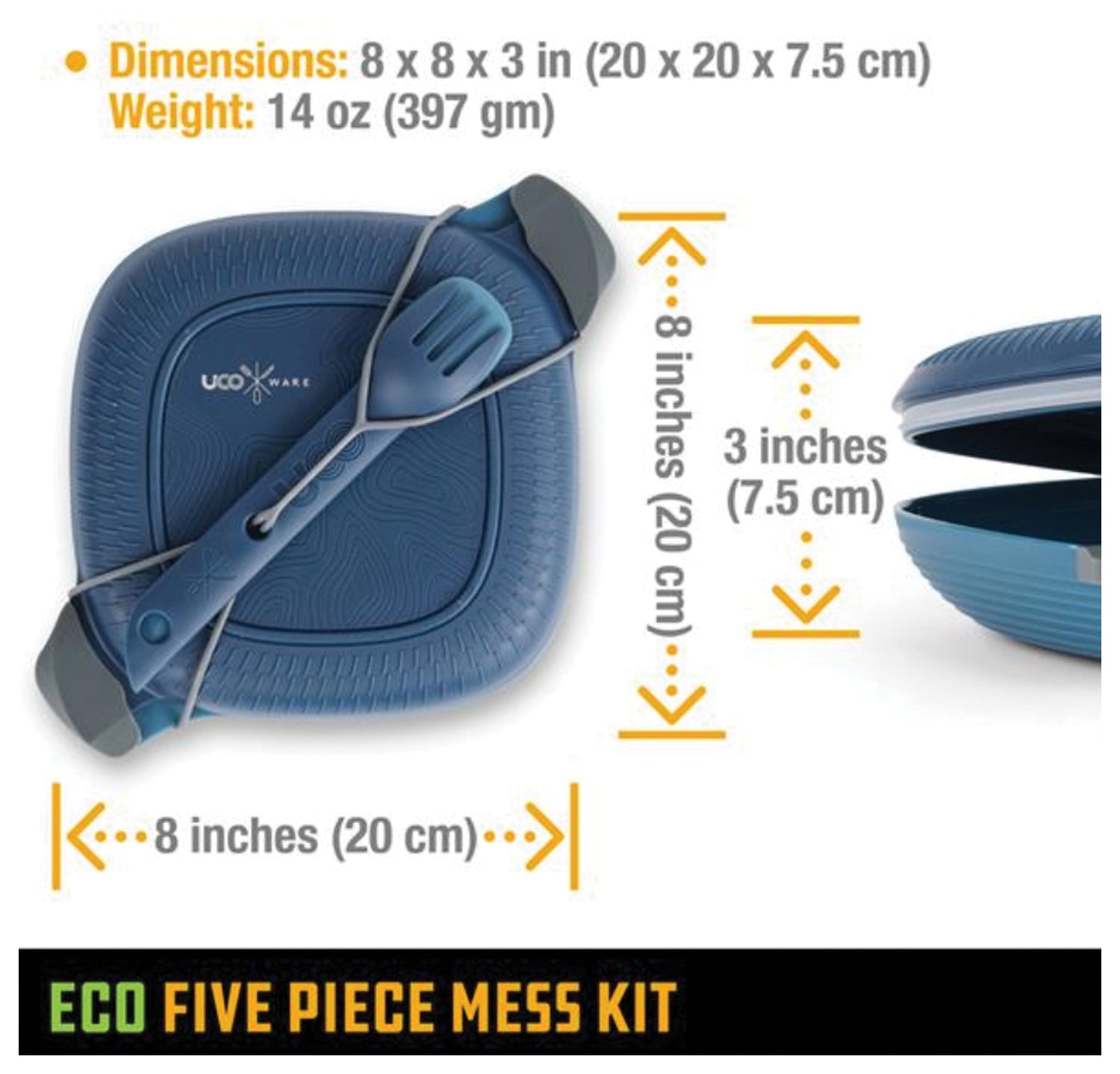UCO Eco Five-Piece Mess Kit Ocean Blue - Durable Camping Tableware Set