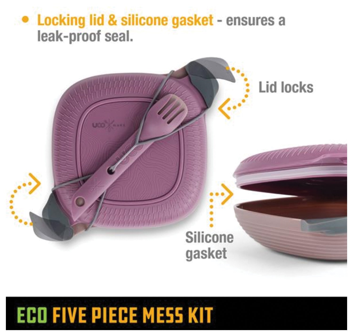 UCO Eco Five Piece Mess Kit in Plum Purple – Durable Camping Cookware Set