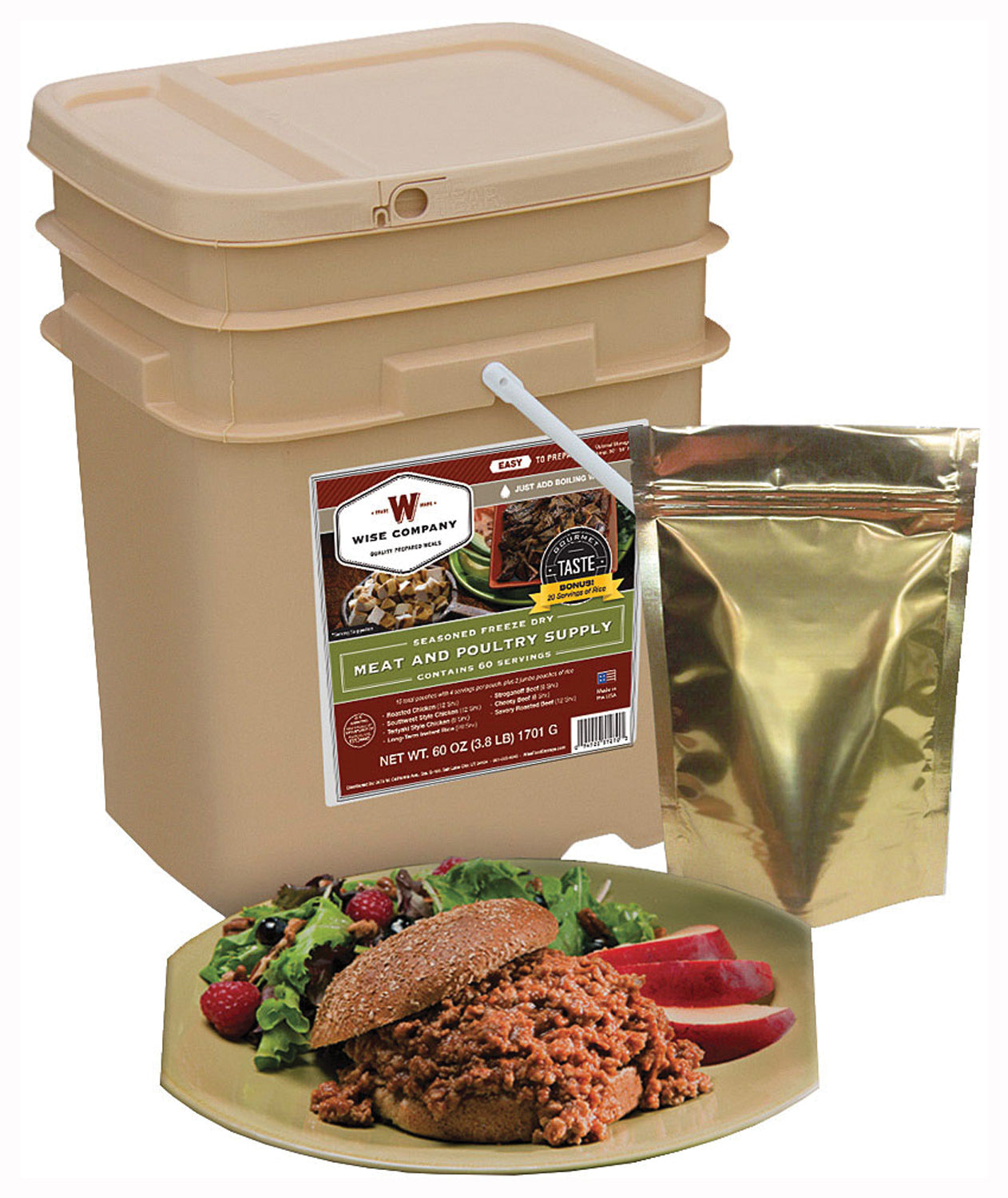 ReadyWise Emergency Food 60 Meat Supply - Long Shelf Life Survival Meal Kit