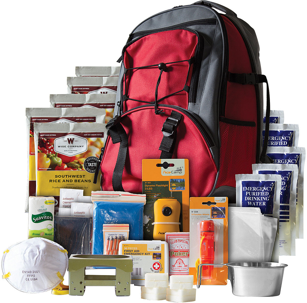 READYWISE 5 Day Survival Backpack in Red - Compact Emergency Food Storage and Gear Pack