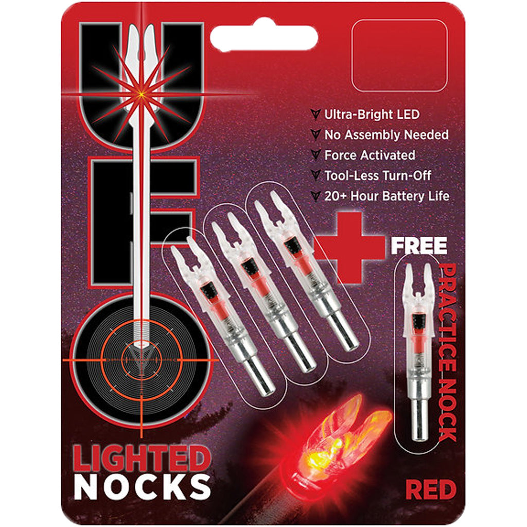 30-06 UFO Lighted Nock Red .246 3+1 BP - Ultra-Bright LED Nocks for Archery