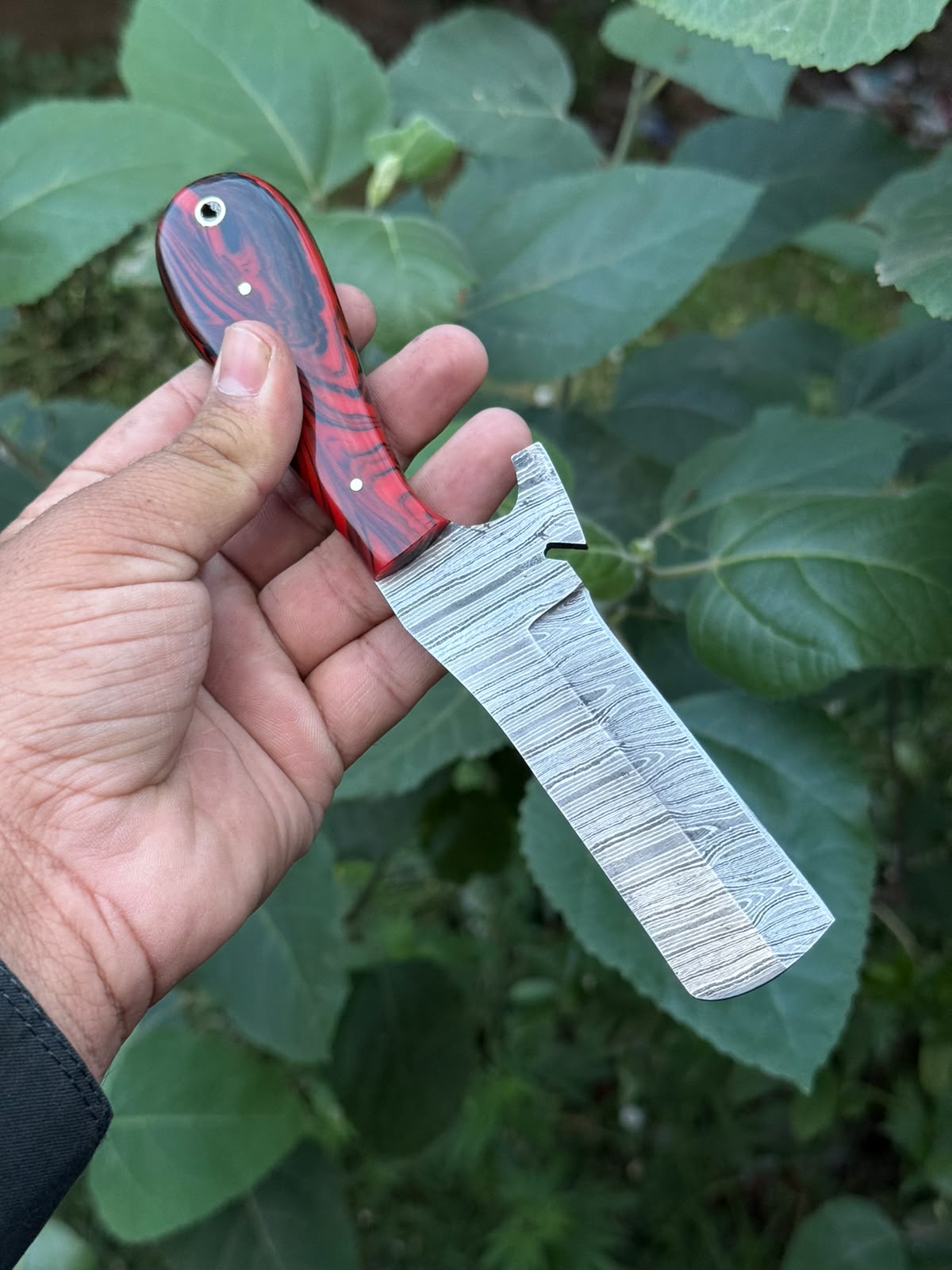 Crimson Razor Edge Bull Cutter Knife with Marbled Handle