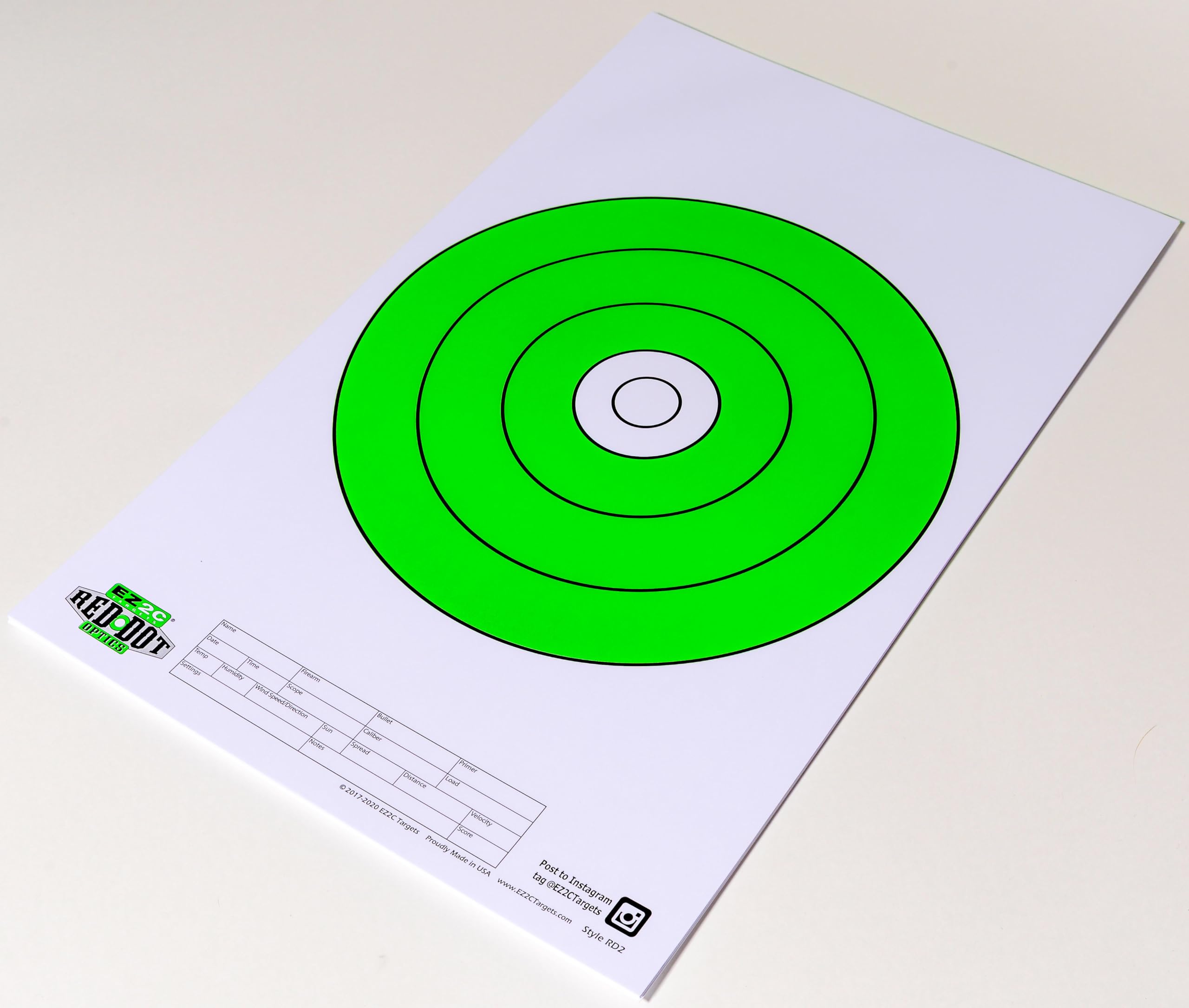 25 EZ2C Targets RD2: USA Made 10" Bullseye Pad of 25 Shooting Paper Targets 11"x17"