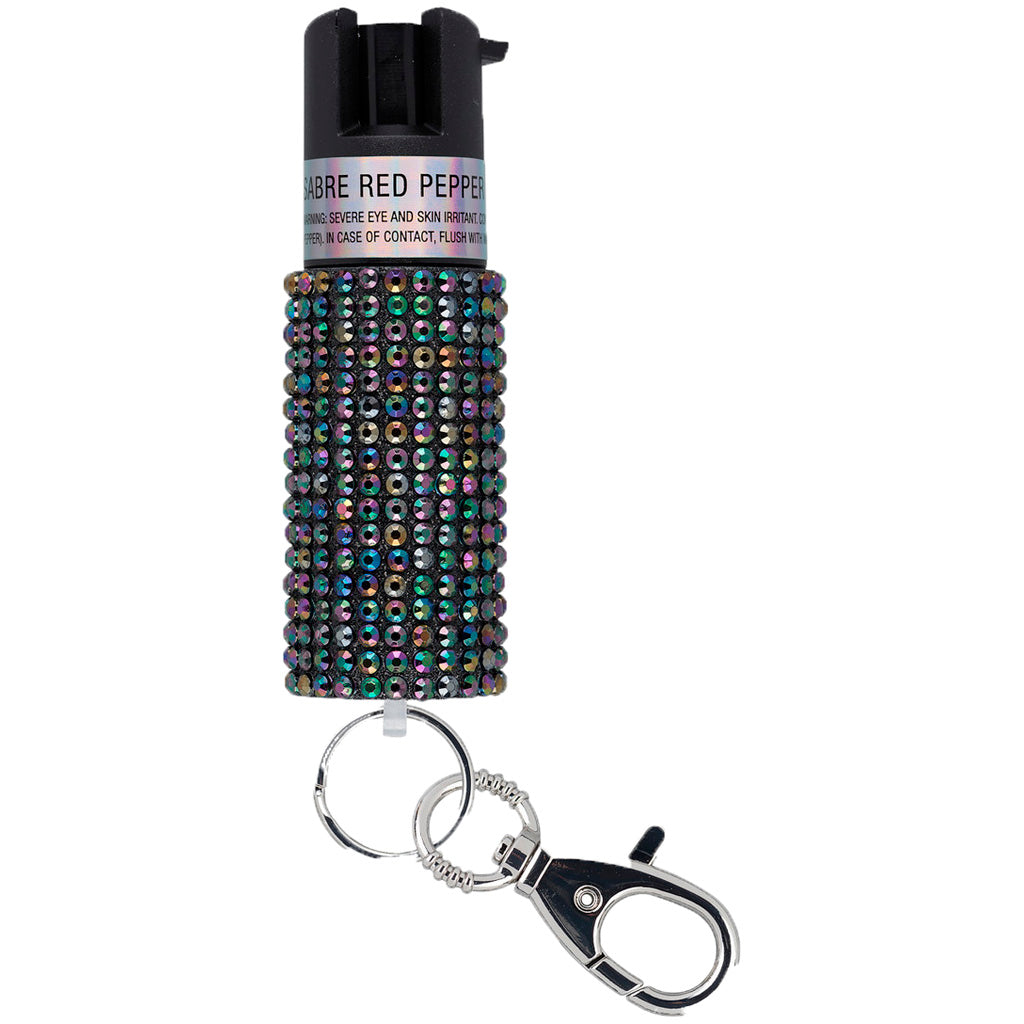 Sabre Jeweled Pepper Spray with Snap Clip Black - Maximum Strength Protection