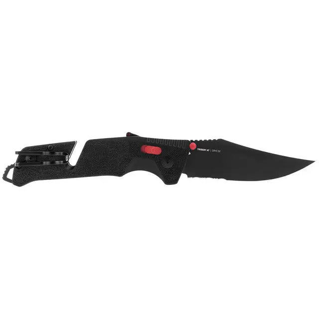 Trident AT - Black Red - Partially Serrated