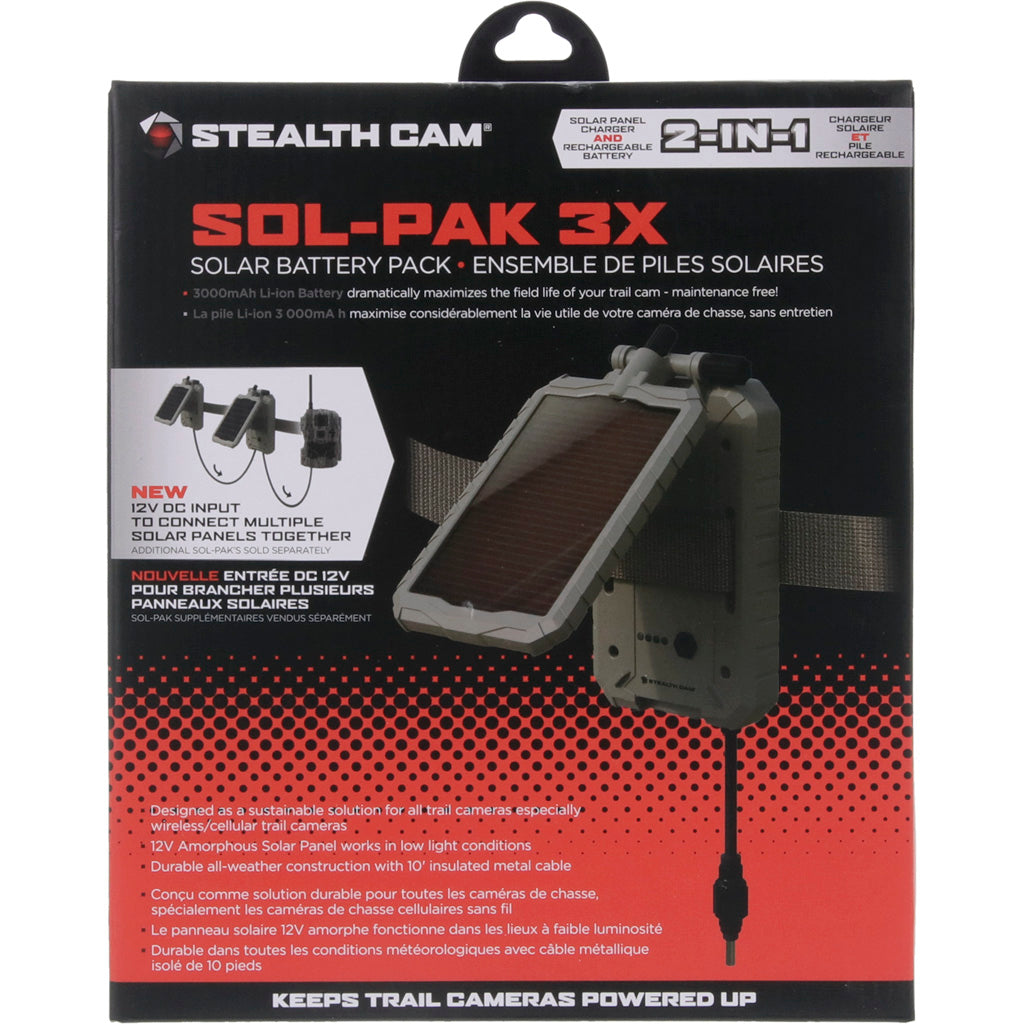Stealth Cam Fieldmax EX Solar Pack - Batteria Esterna 3000 MAh Con Pannello Solare Per Fotocamere Trail