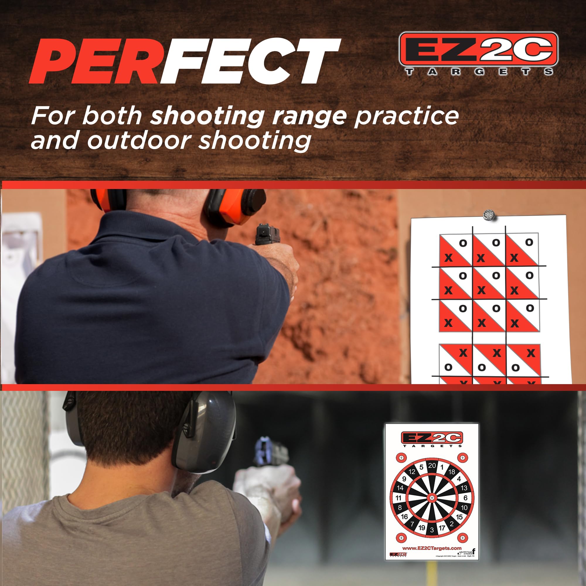 EZ2C Four Fun Game Styles: Paper Targets Shooting Range 11"x17" USA MADE