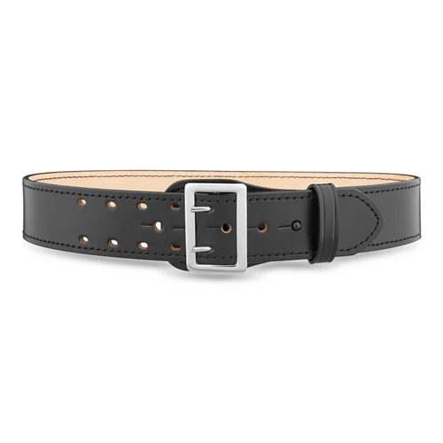 2-1/4 Plain Leather Sam Browne 2-Row Stitch Duty Belt with Nickel Buckle
