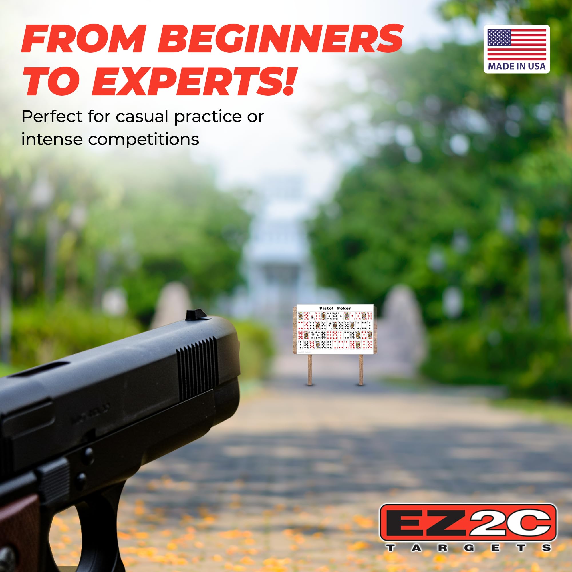 20 EZ2C Pistol Poker Paper Shooting Targets 12"x18" 20 pack USA MADE