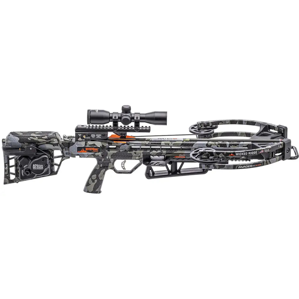 Wicked Ridge Invader M1 De-Cock Crossbow Package with ACUdraw Pro and View 400 Scope in Peak Camo