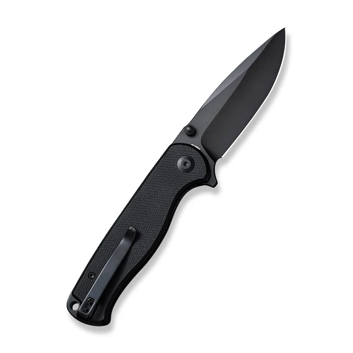 Errant Flipper/Thumb Stud Folding Knife 3.45 Black 9Cr18MoV Drop Point Plain Edge Blade, Black G10 Handle