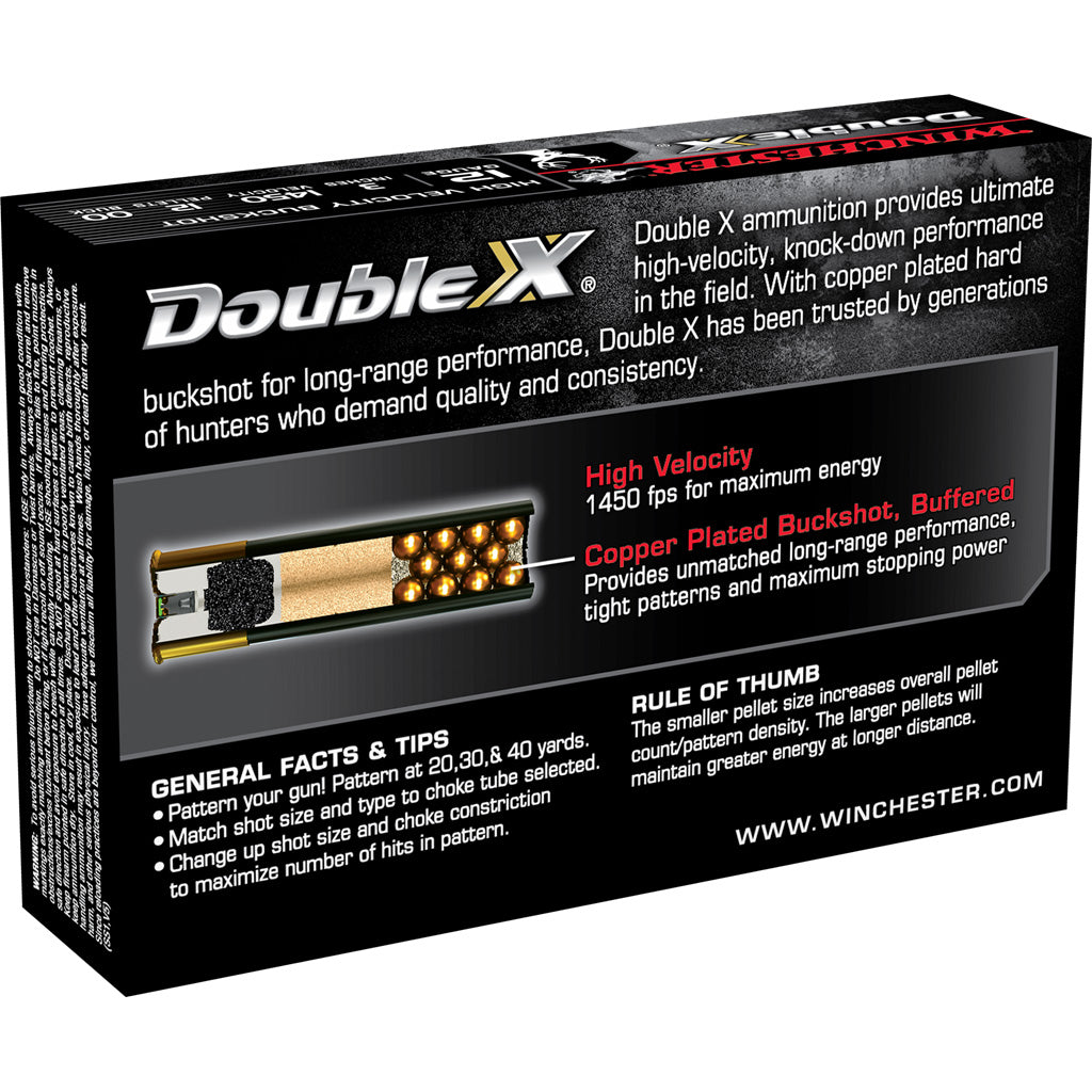Winchester Double X Buckshot 12 Gauge 3-Inch Shell with 12 Pellets of 00 Buckshot (5 Rounds)