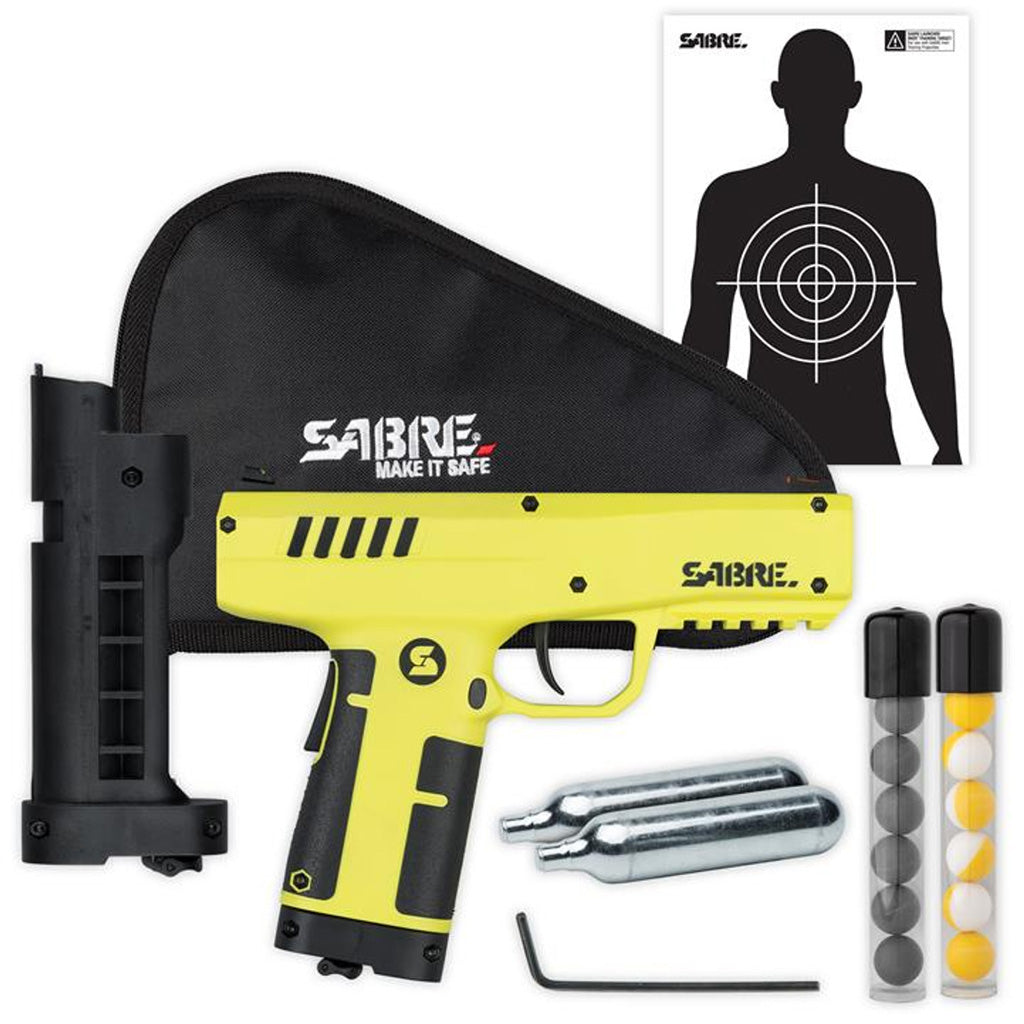 Sabre Compact Launcher Kit Cali * Personal Defense and Training Tool with Impact Range up to 60 ft