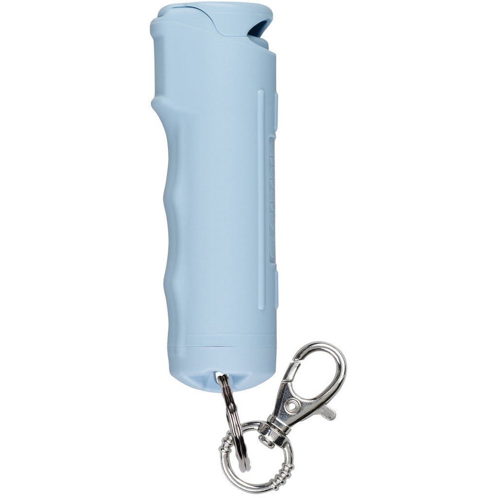 Sabre Chambray Blue Fast Flip Top Pepper Gel with Snap Clip - Compact Self-Defense Spray