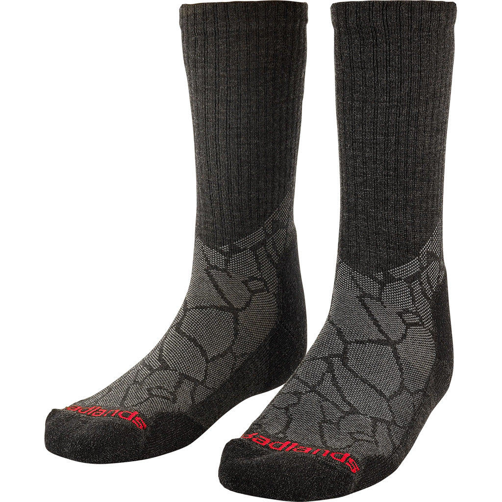Badlands Lightweight Merino Crew Sock Black/Grey Large - Superior Comfort and Durability