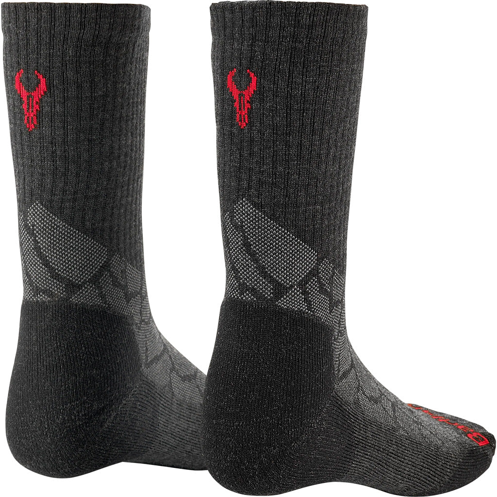 Badlands Lightweight Merino Crew Sock Black/Grey Large - Superior Comfort and Durability