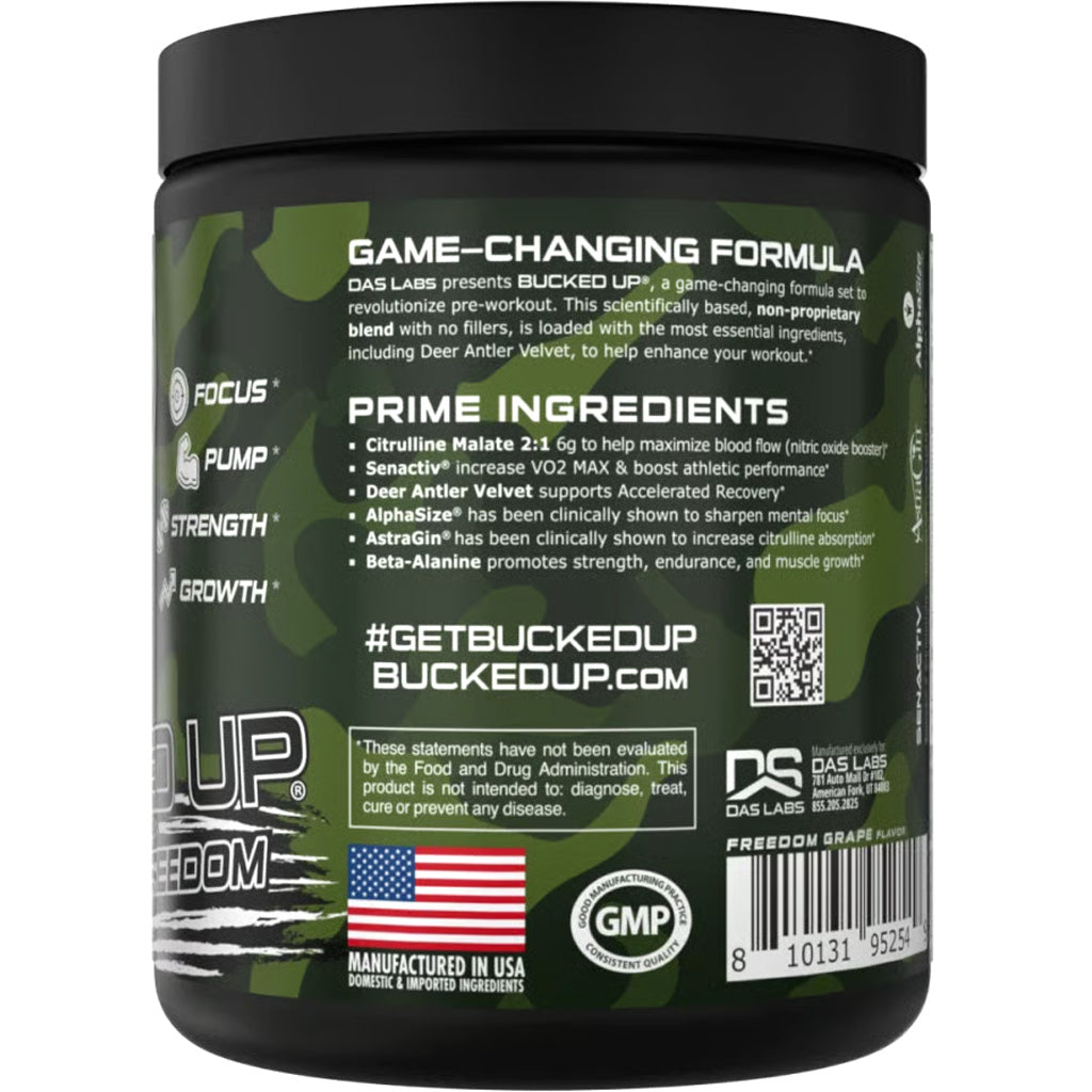 Bucked Up Pre-Workout Freedom Grape - 30 Servings for Focus and Strength