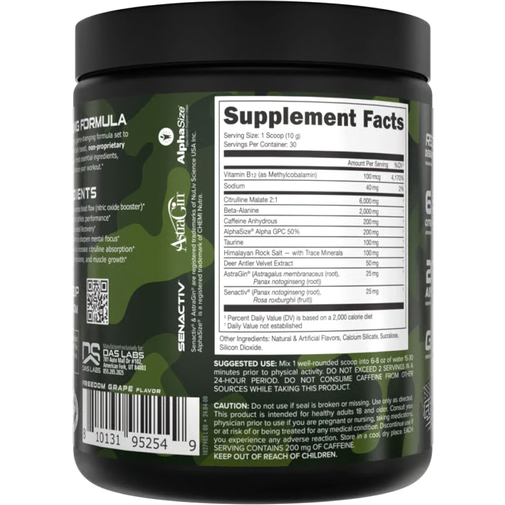 Bucked Up Pre-Workout Freedom Grape - 30 Servings for Focus and Strength