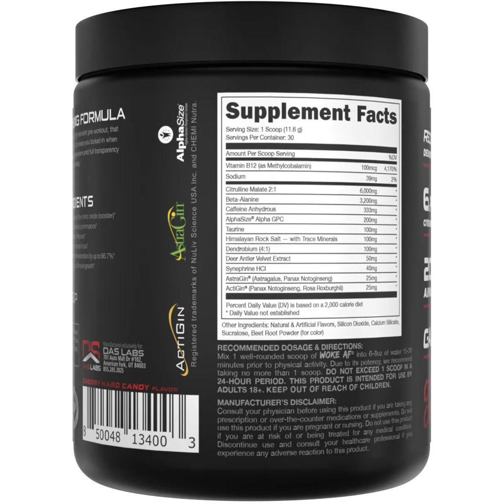 Bucked Up Woke AF Cherry Hard Candy Pre-Workout Supplement - 30 Servings