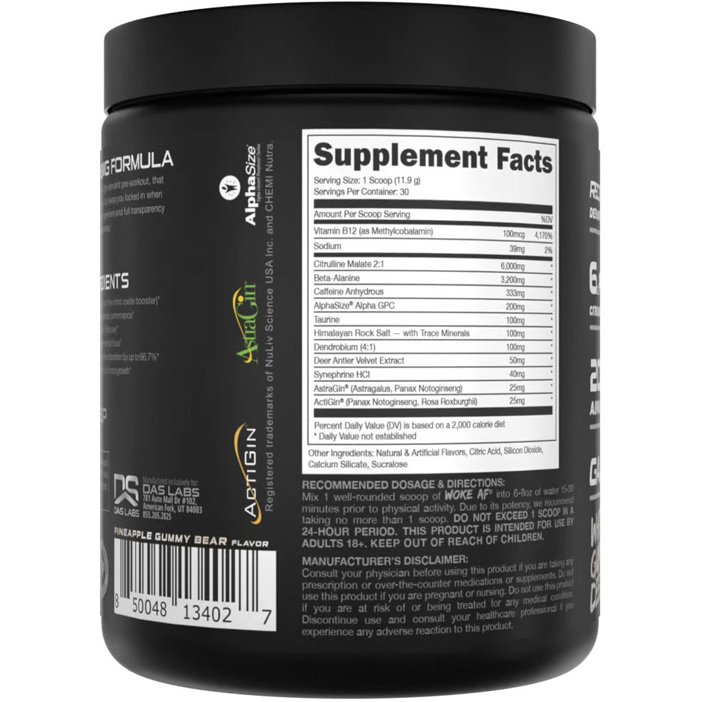 Bucked Up Woke AF Pre-Workout White Gummy Deer * 30 Servings for Enhanced Energy and Focus