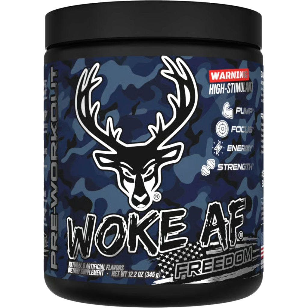 Bucked Up Woke AF Pre-Workout Freedom Grape * 30 Serving Tub with Natural Ingredients and High Stimulant Formula