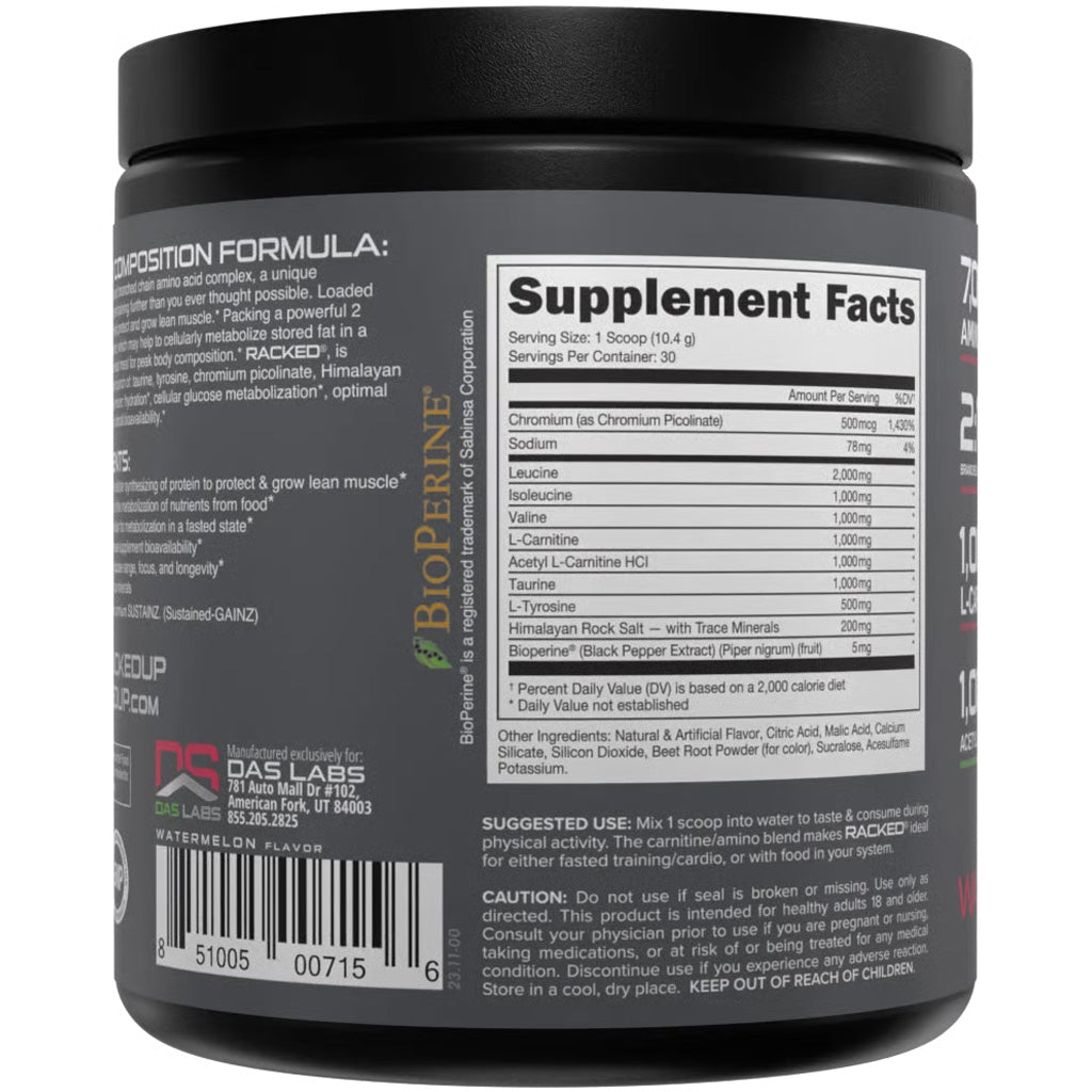 Bucked Up Racked BCAA Watermelon - 30 Servings for Muscle Recovery & Fat Burning