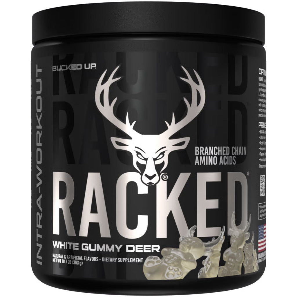 Bucked Up Racked BCAA White Gummy Deer - 30 Servings for Muscle Recovery and Fat Burn